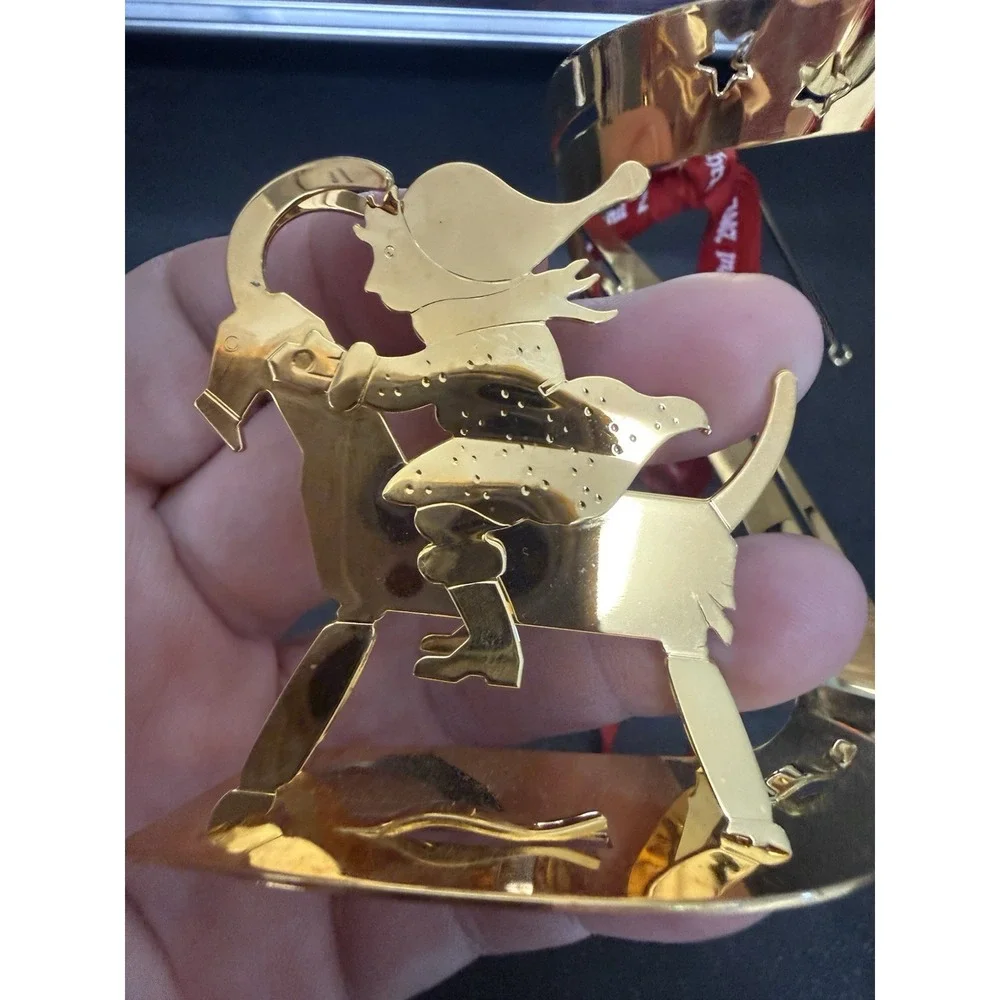 2002 Georg Jensen Gold Plated Christmas Bustle Mobile Ornament LNIB Denmark VTG